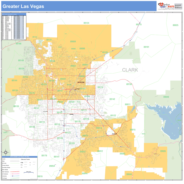 Greater Las Vegas Nevada Digit Zip Code Maps Basic