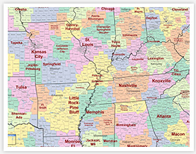 DMR Maps are color coded to designate separate TV markets.