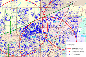 Grocery Chain Gains Market Share with Customer Location Maps.