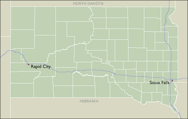 City Map of South Dakota