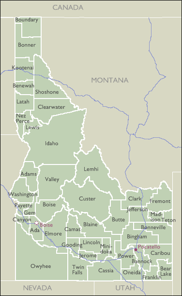 County Map of Idaho