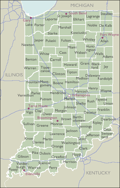 County Map of Indiana