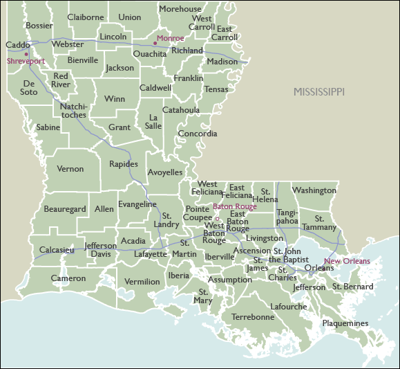 County Zip Code Wall Maps Of Louisiana