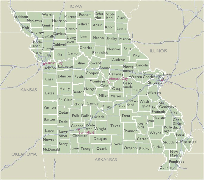 County Zip Code Wall Maps Of Missouri