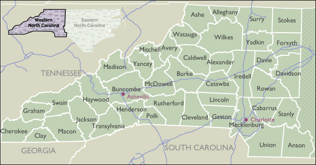 County Map of North Carolina