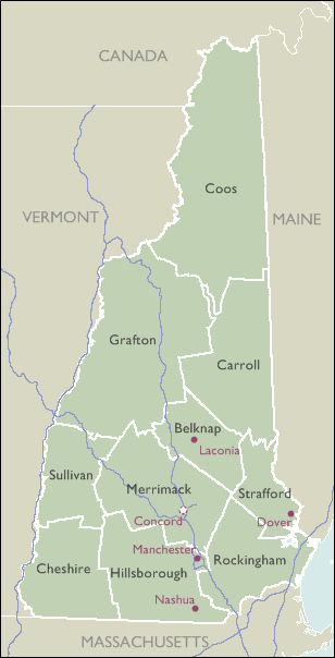 County Map of New Hampshire
