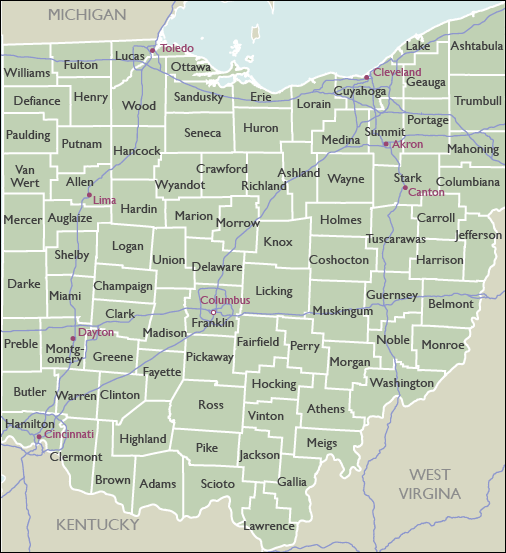 County Zip Code Wall Maps Of Ohio