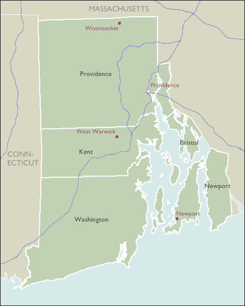 County Map of Rhode Island