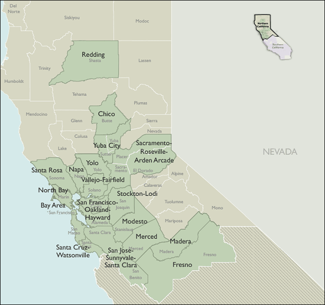 Metro Area Map of California