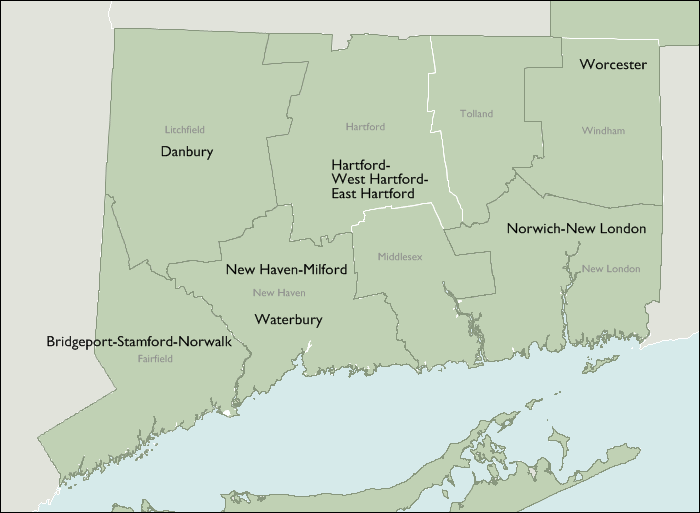 Metro Area Map of Connecticut