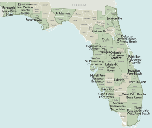 Metro Area Map of Florida