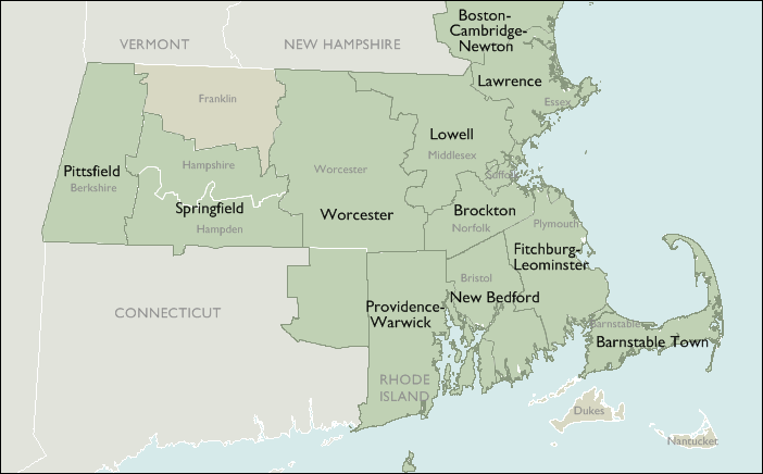 Metro Area Map of Massachusetts