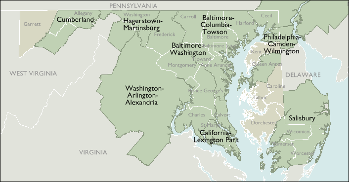 Metro Area Map of Maryland