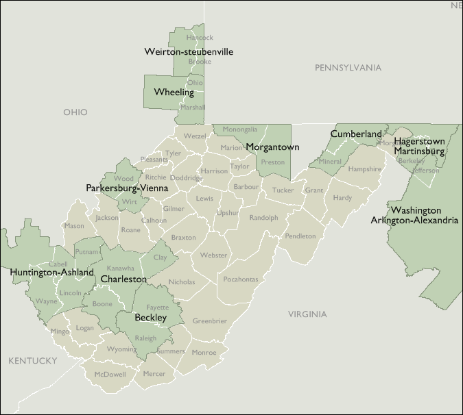Metro Area Map of West Virginia