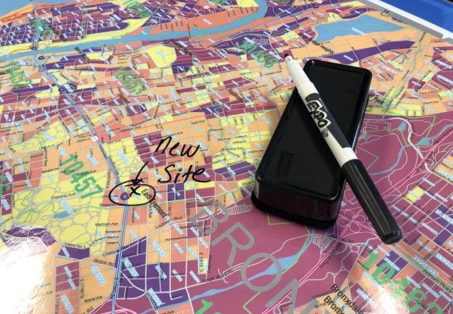 Laminated map in use