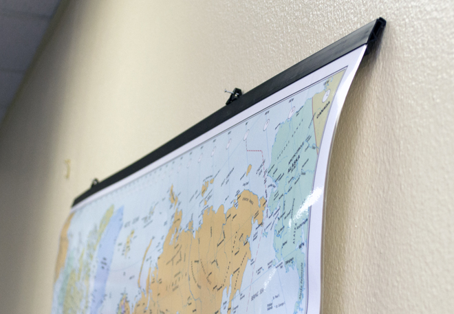 Plastic rail map in use