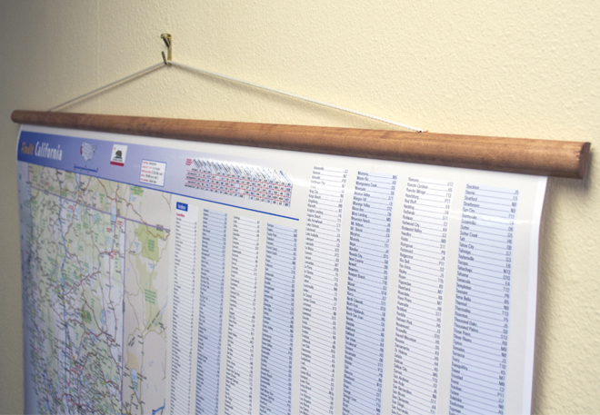 Wooden rail map in use
