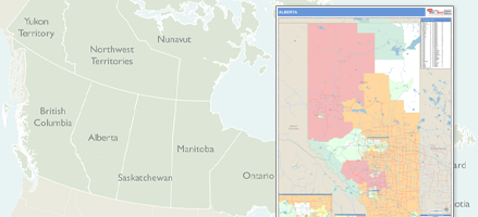 Shop demographic maps by Canadian Province.