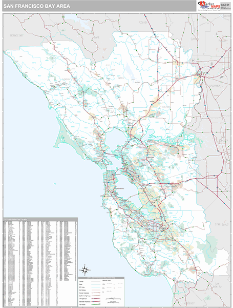 Bay Area, CA Wall Map