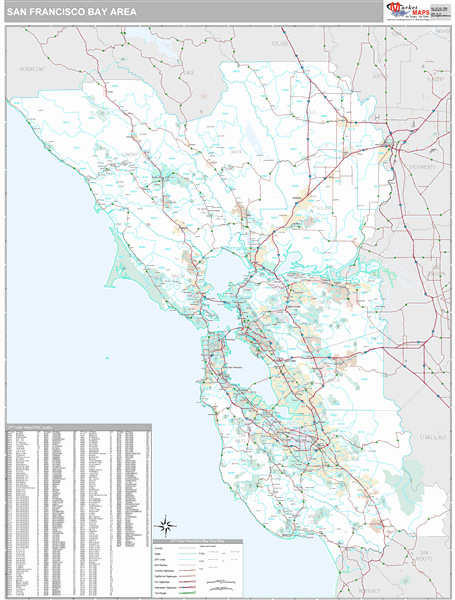 Bay Area Wall Map Premium Style