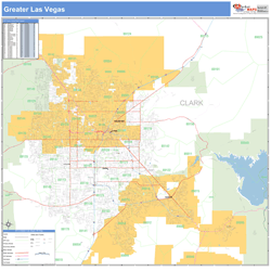 Greater Las Vegas City Wall Map Basic Style