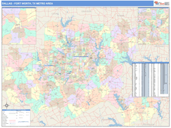 Dallas Fort Worth City Digital Map Color Cast Style