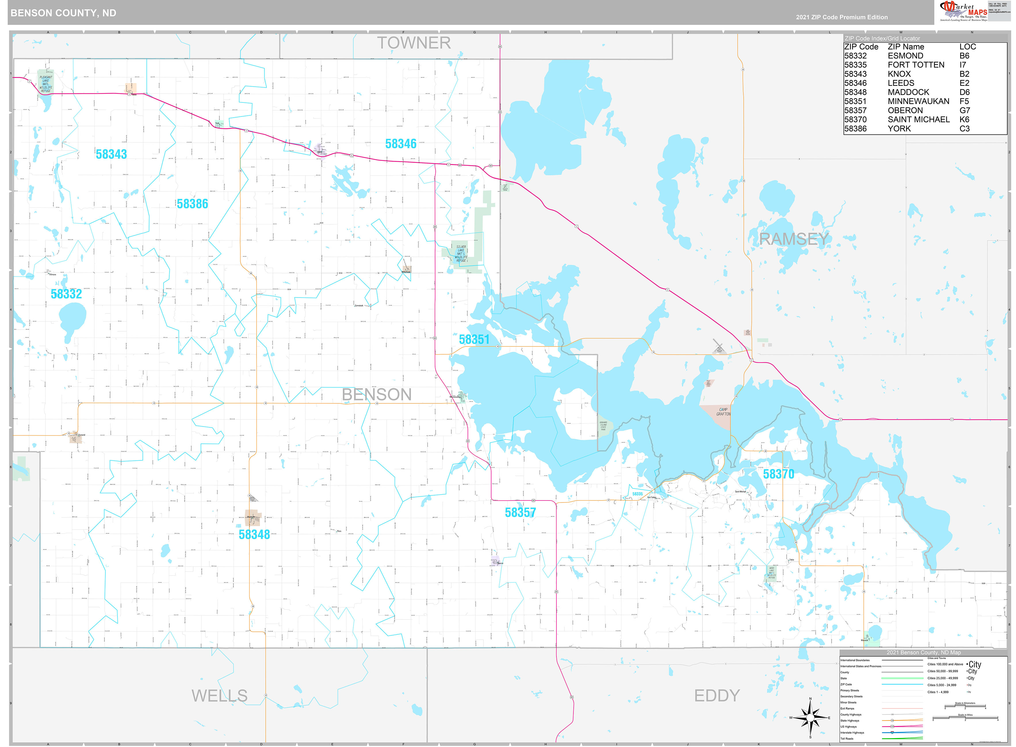 Benson County Wall Map Premium Style