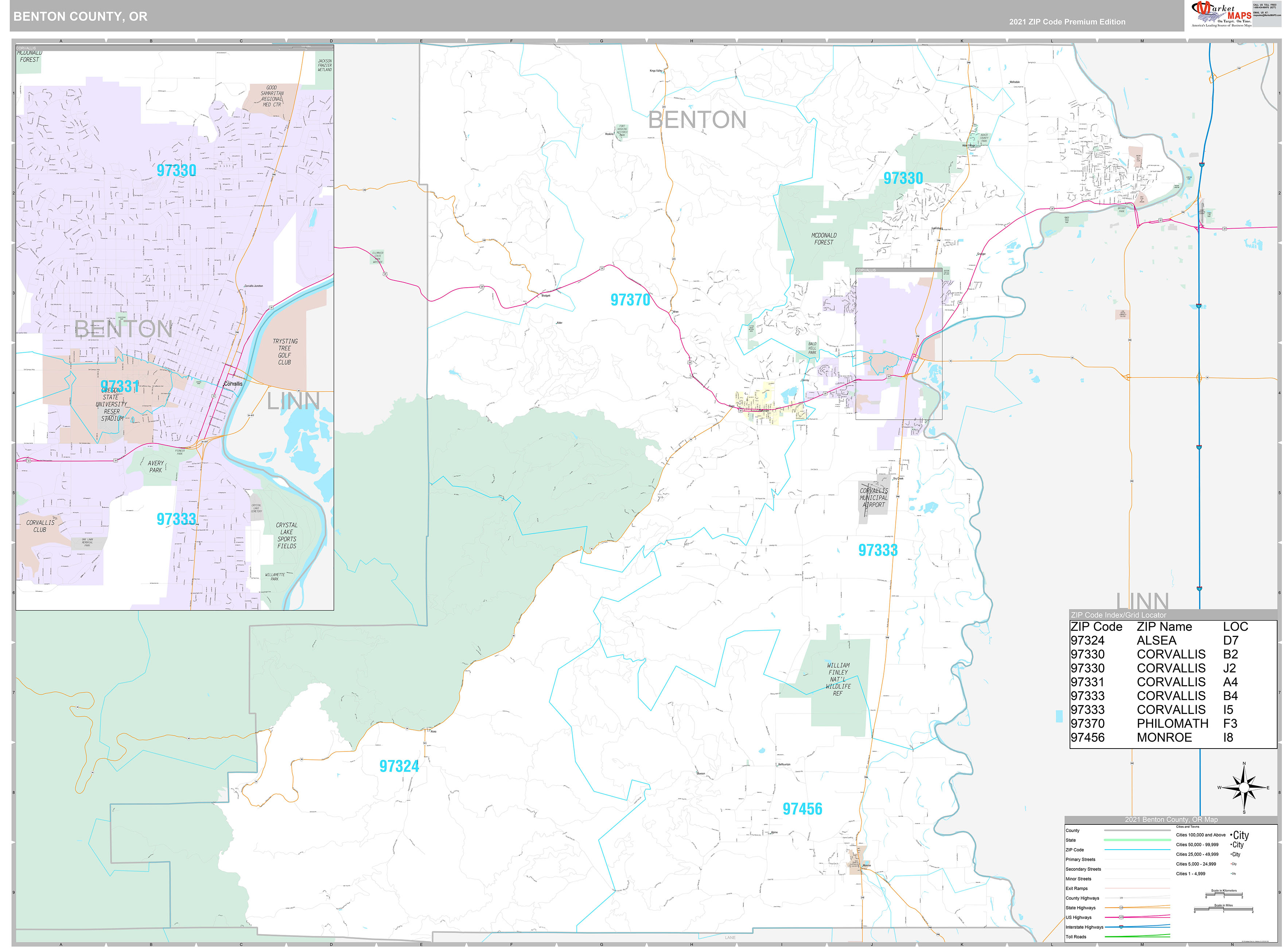 Benton County Wall Map Premium Style Marketmaps