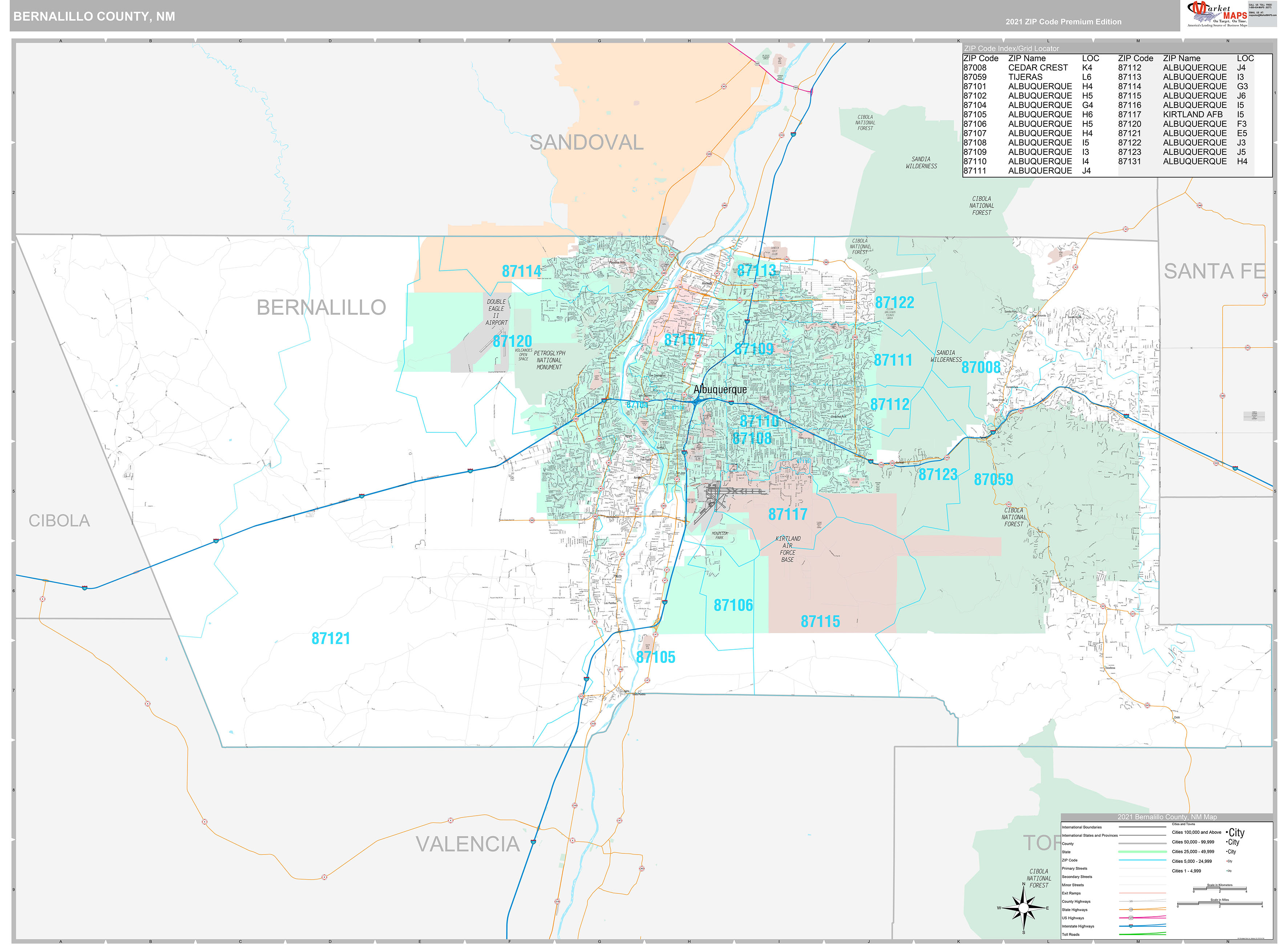 Bernalillo County Wall Map Premium Style