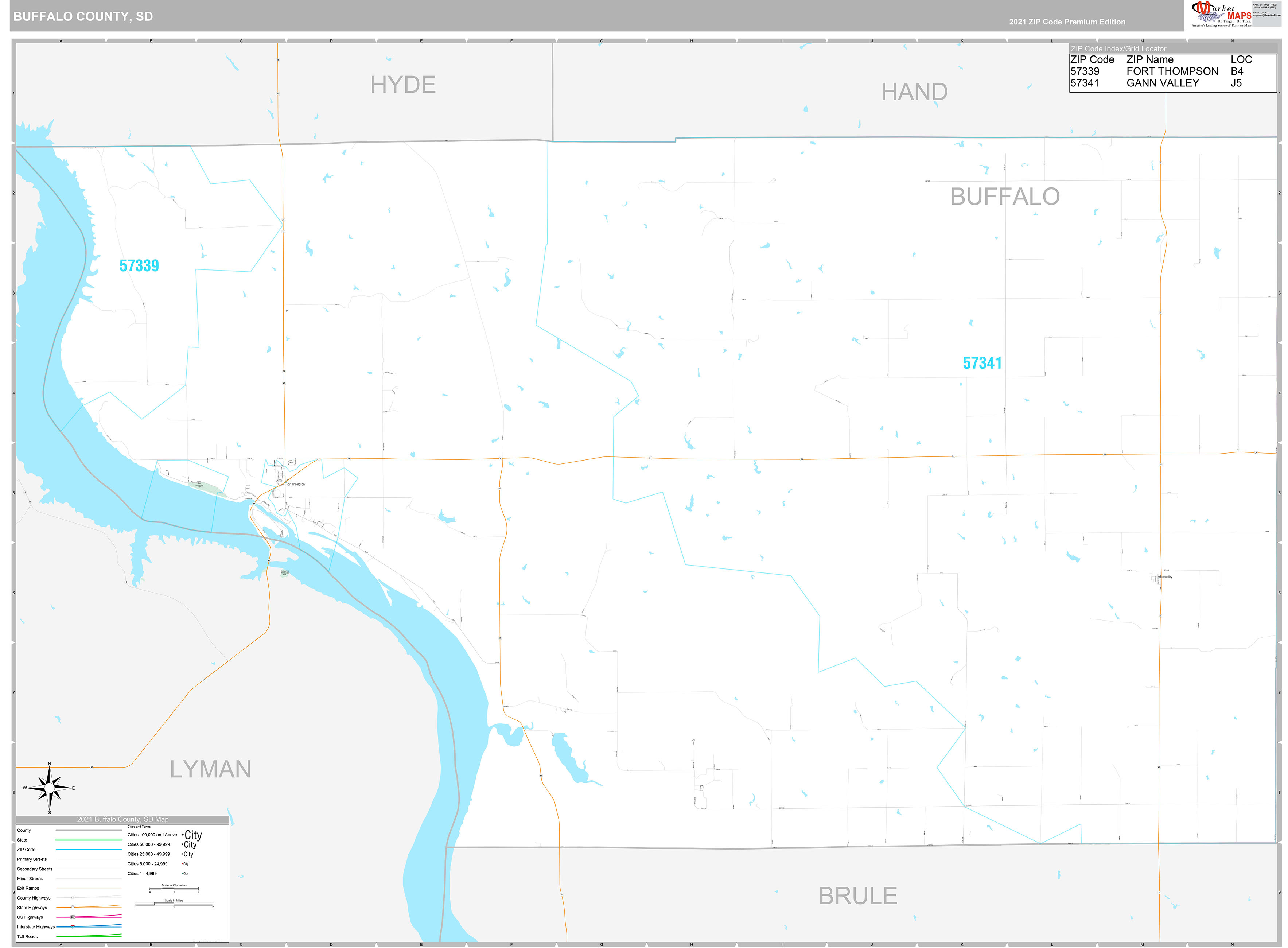 Buffalo County Wall Map Premium Style