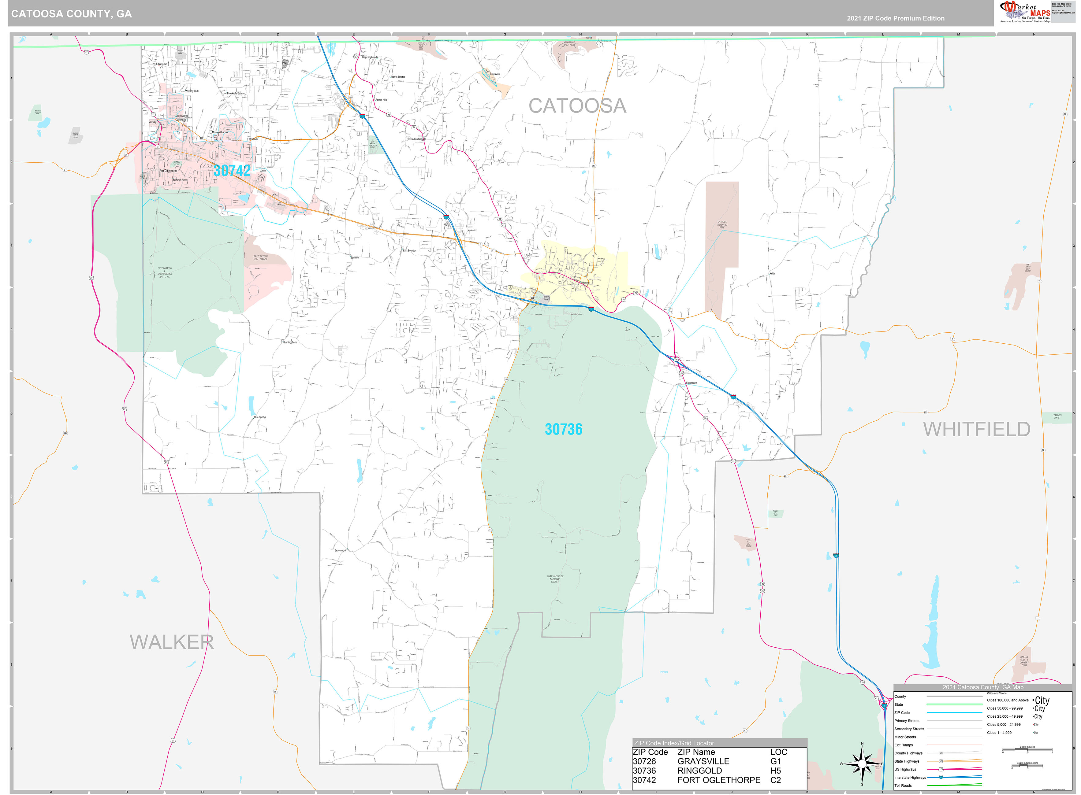 Catoosa County Wall Map Premium Style
