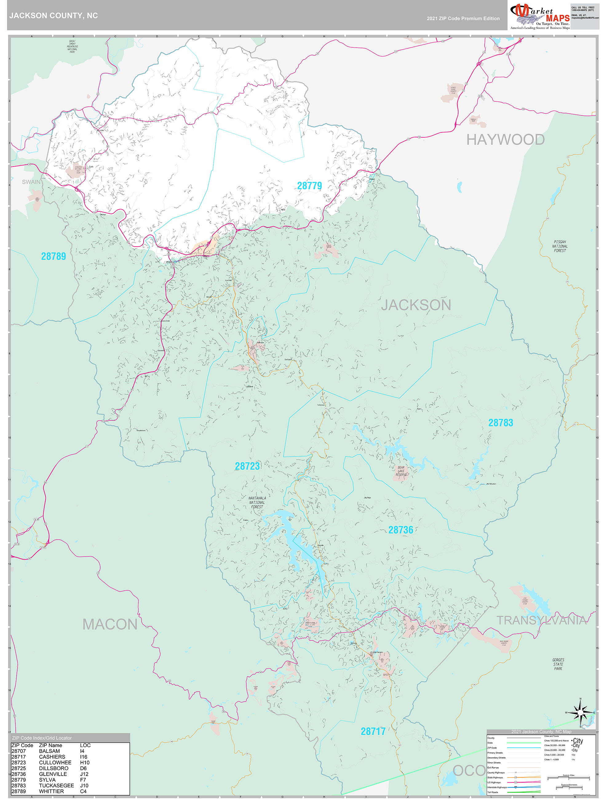 Jackson County Wall Map Premium Style