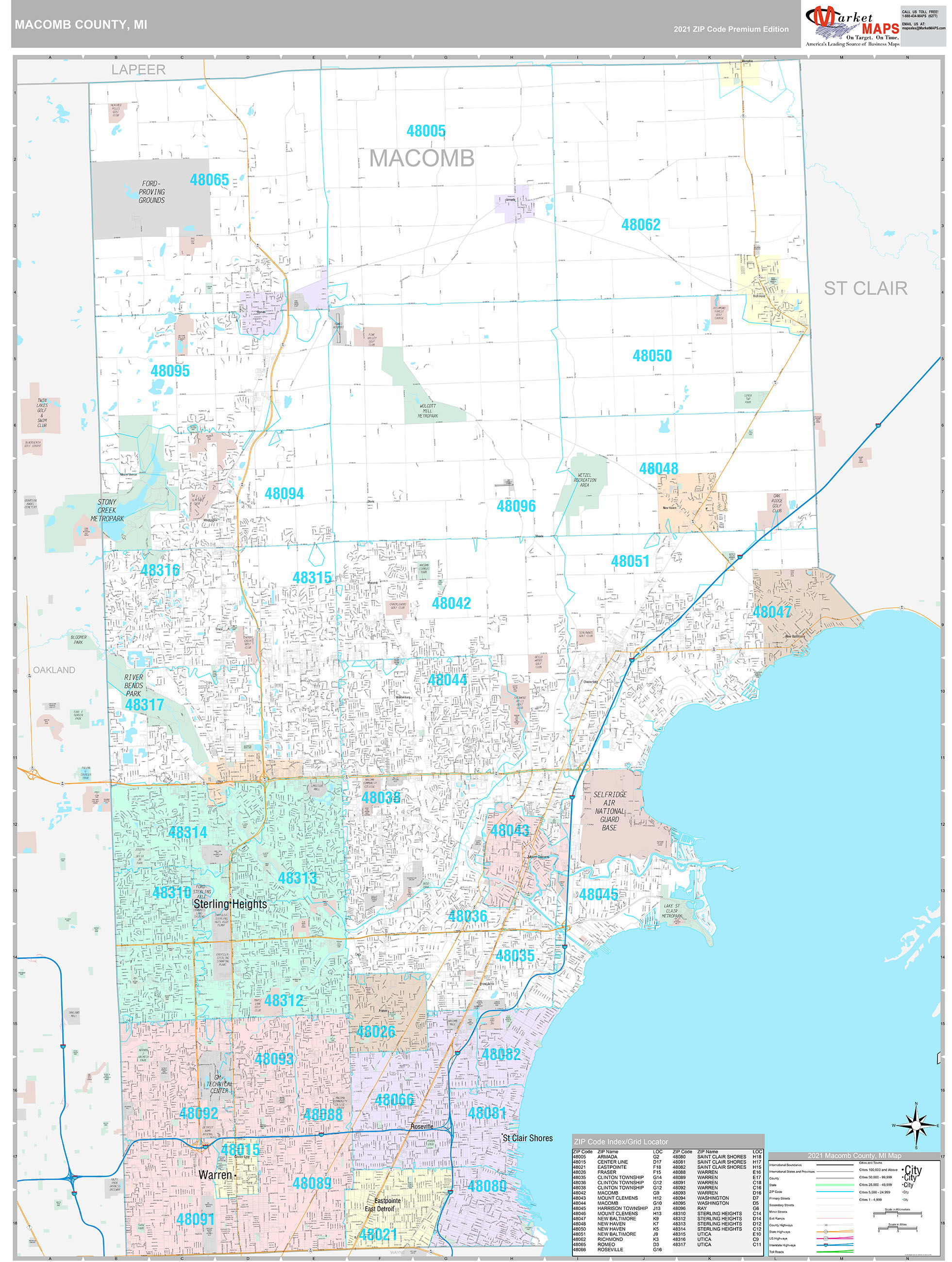 Macomb County Wall Map Premium Style