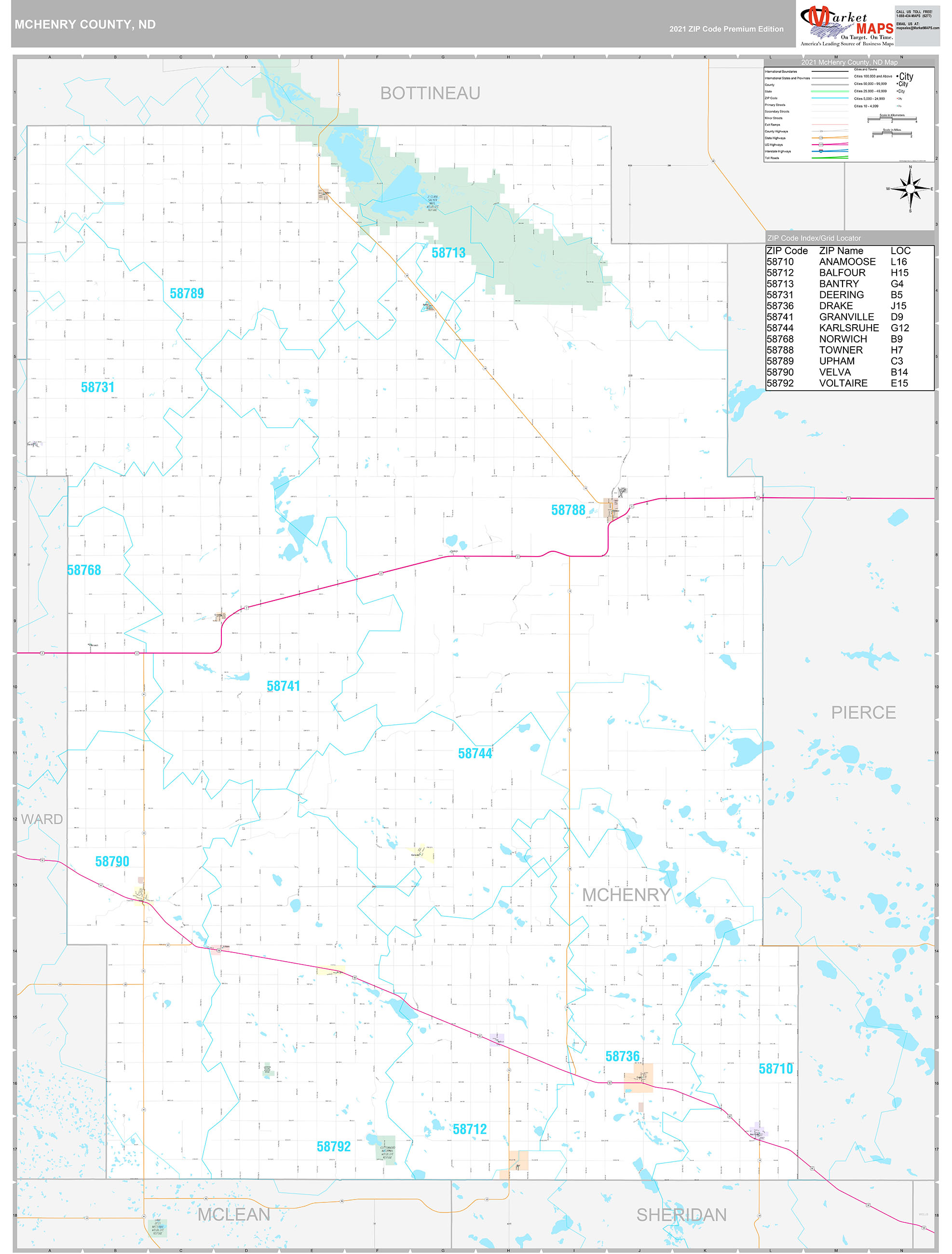 McHenry County Wall Map Premium Style