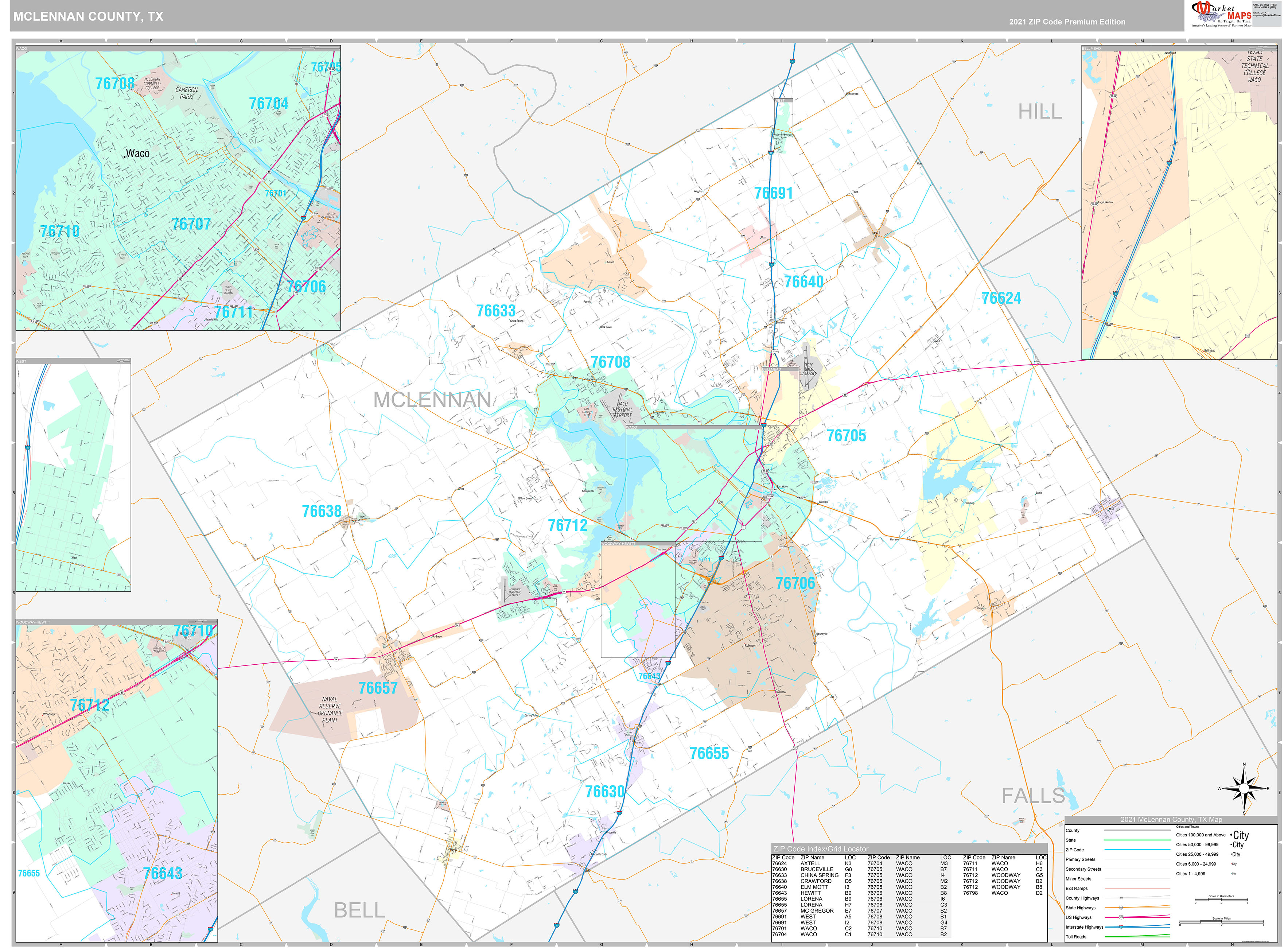 McLennan County Wall Map Premium Style