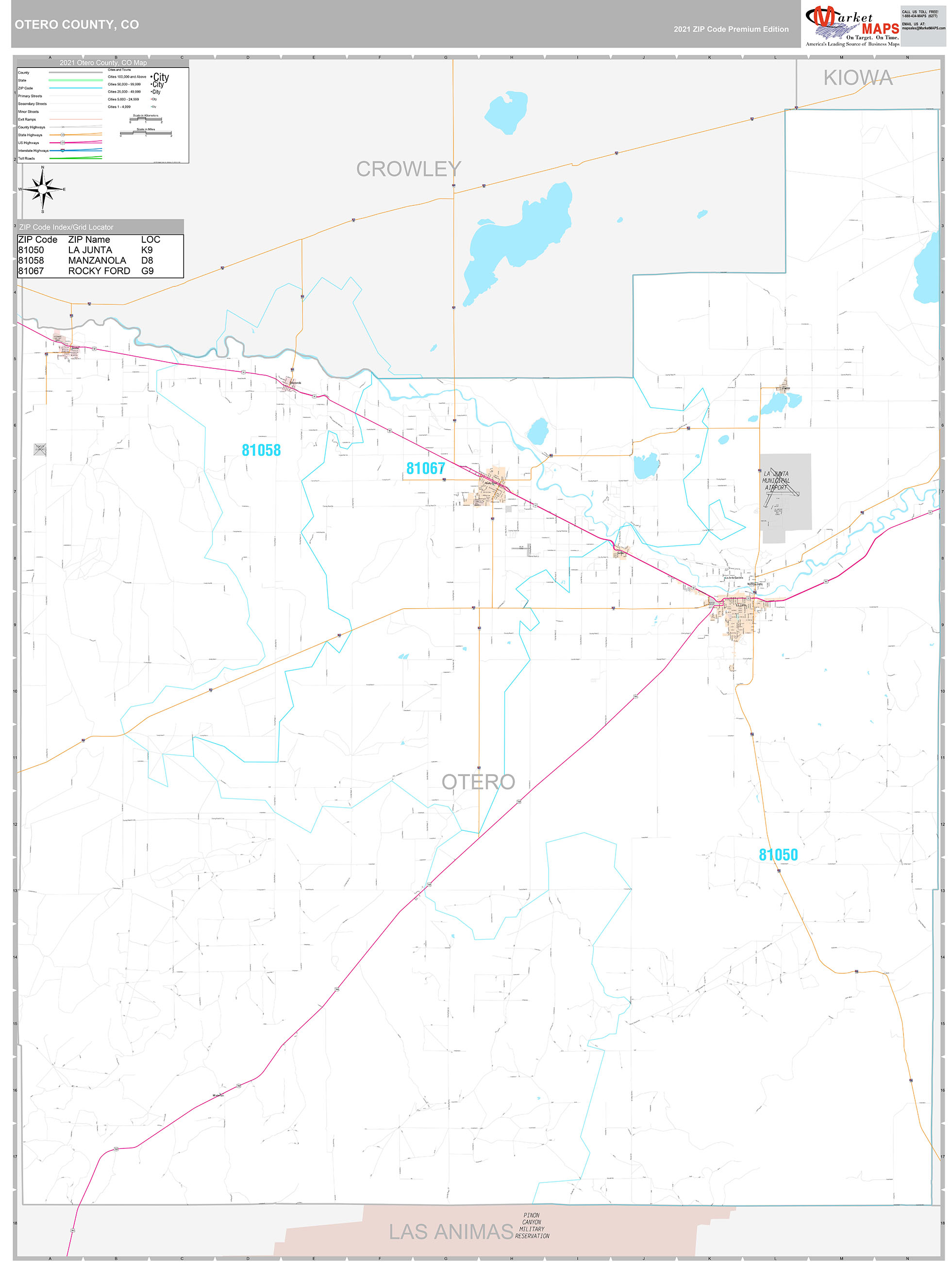 Otero County Wall Map Premium Style