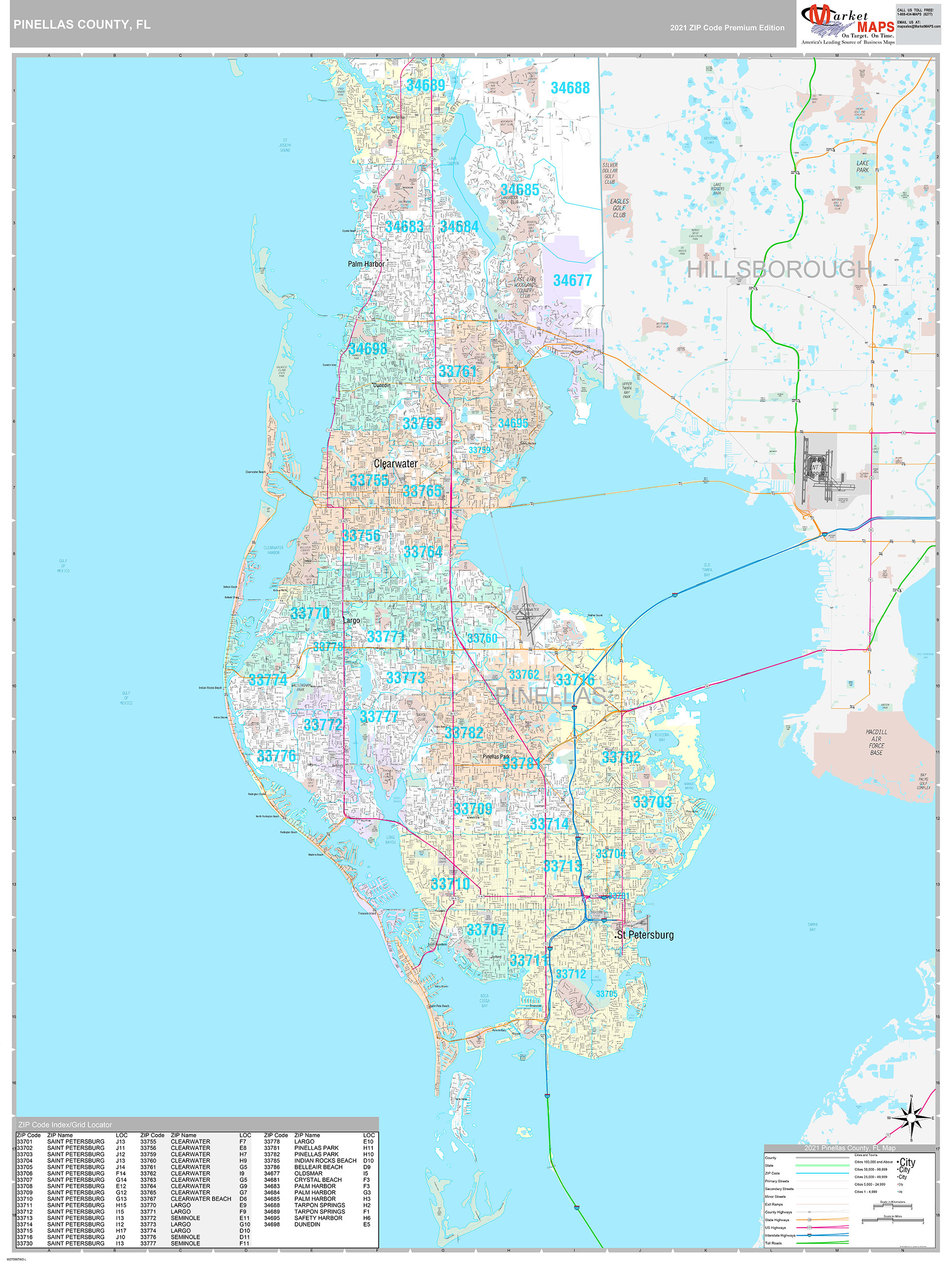 Free Pinellas County Zip Code Map - United States Map