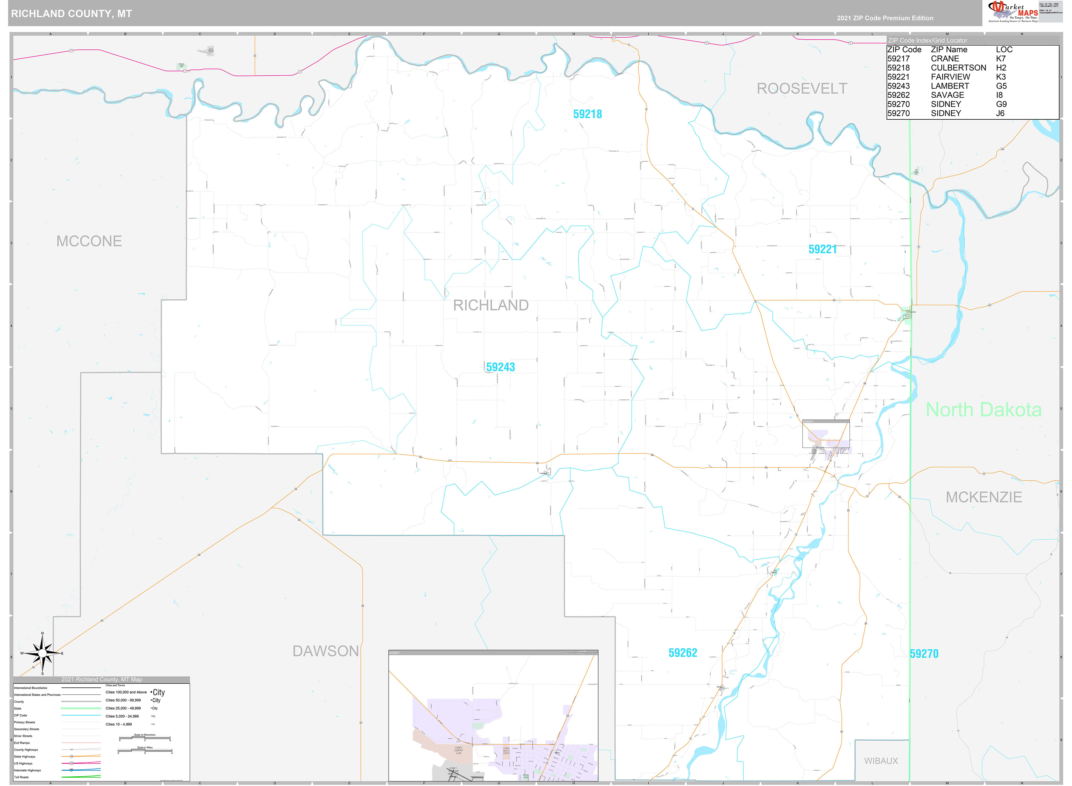 Richland County Wall Map Premium Style