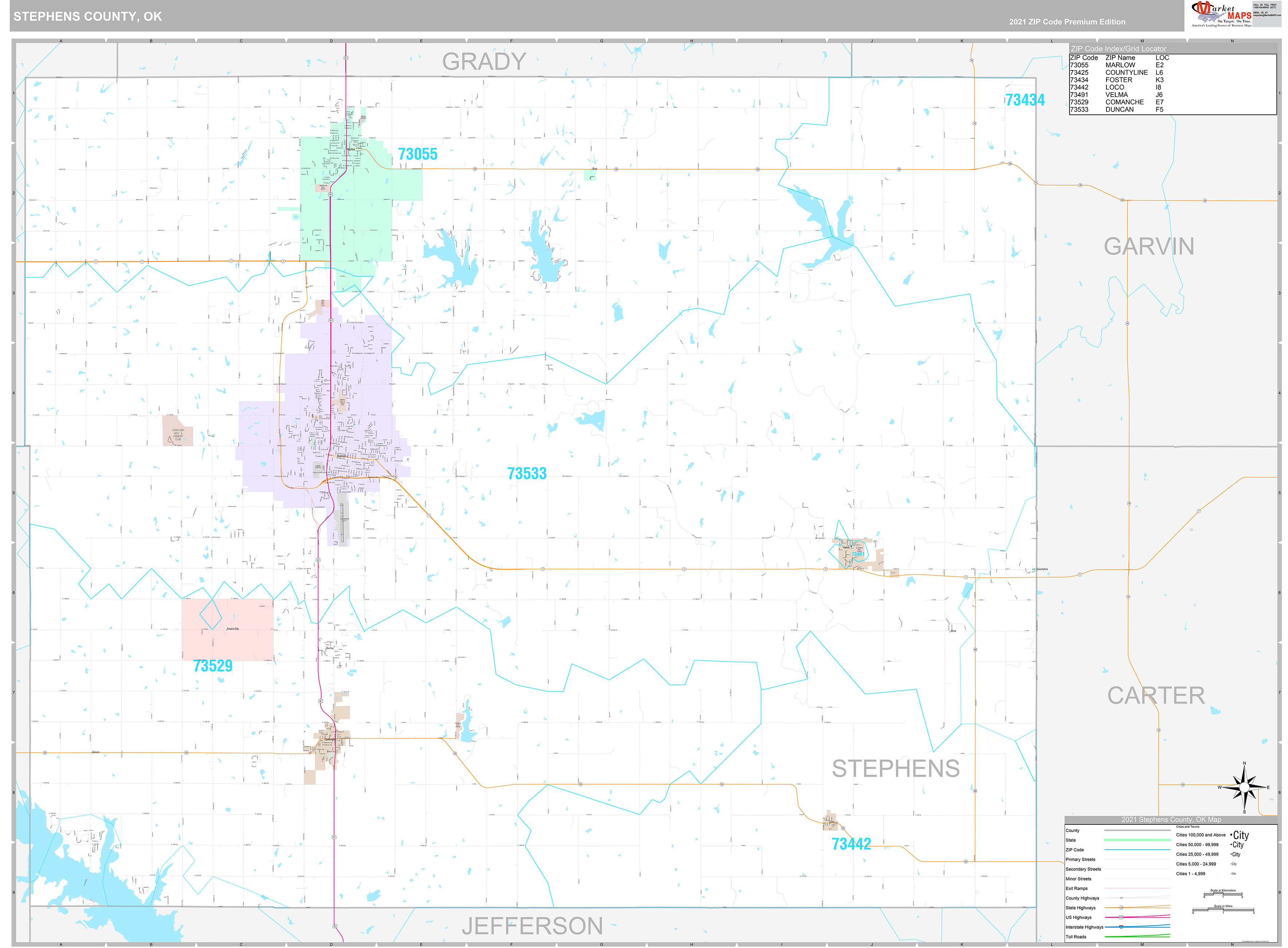Stephens County Wall Map Premium Style