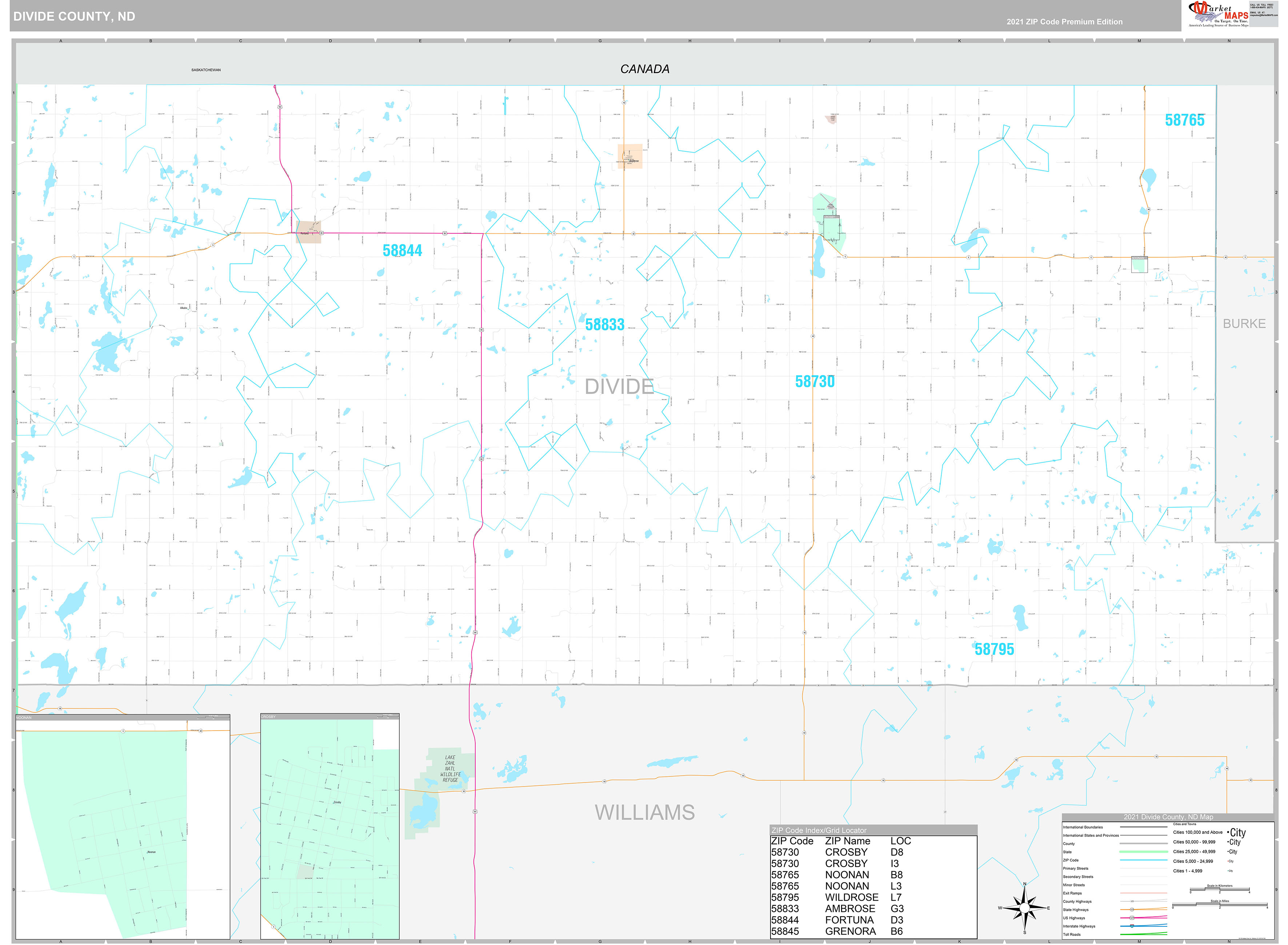 Divide County Wall Map Premium Style